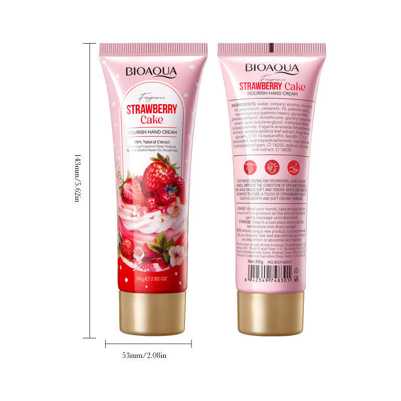 Strawberry Cake Nourishing Hand Cream BIOAOUA Autumn and winter moisturizing hand cream  foreign trade wholesale
