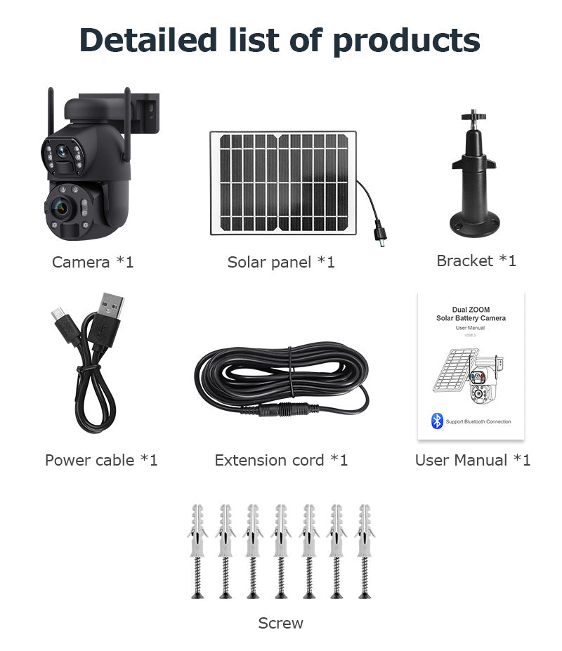 6MP High Definition Bullet Camera36Optical zoom outdoor full color night vision4G Wireless Solar Camera