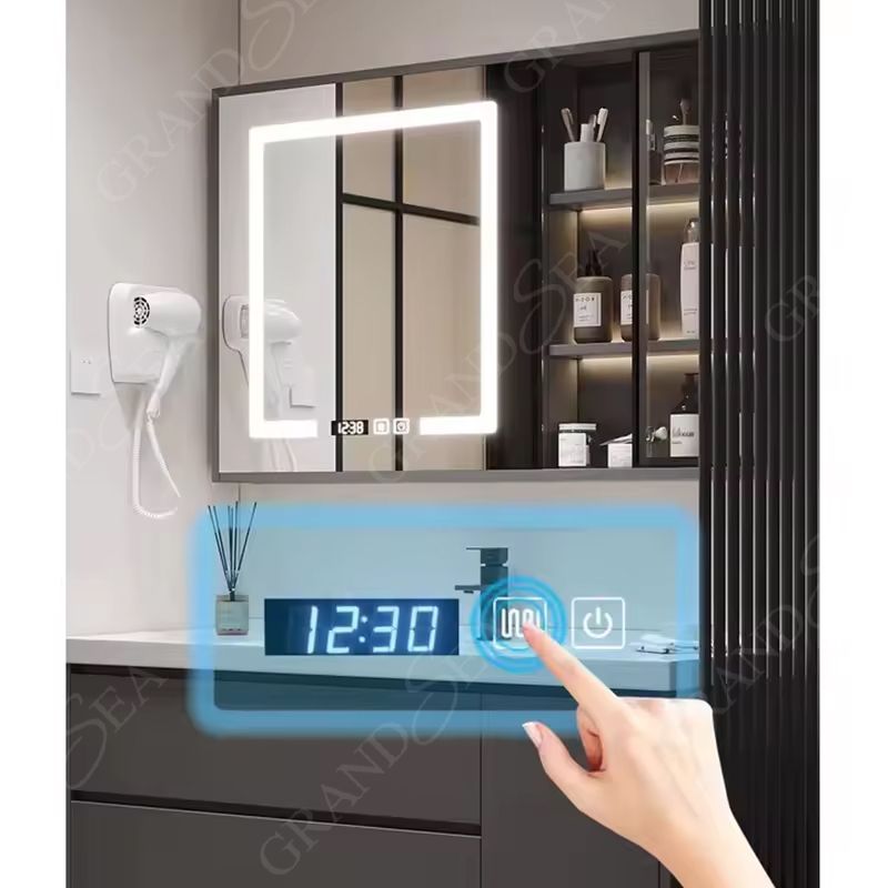 Modern Simple Design Bath Wall Mounted Bathroom Mirrored Vanity Cabinet With Ceramic Sink