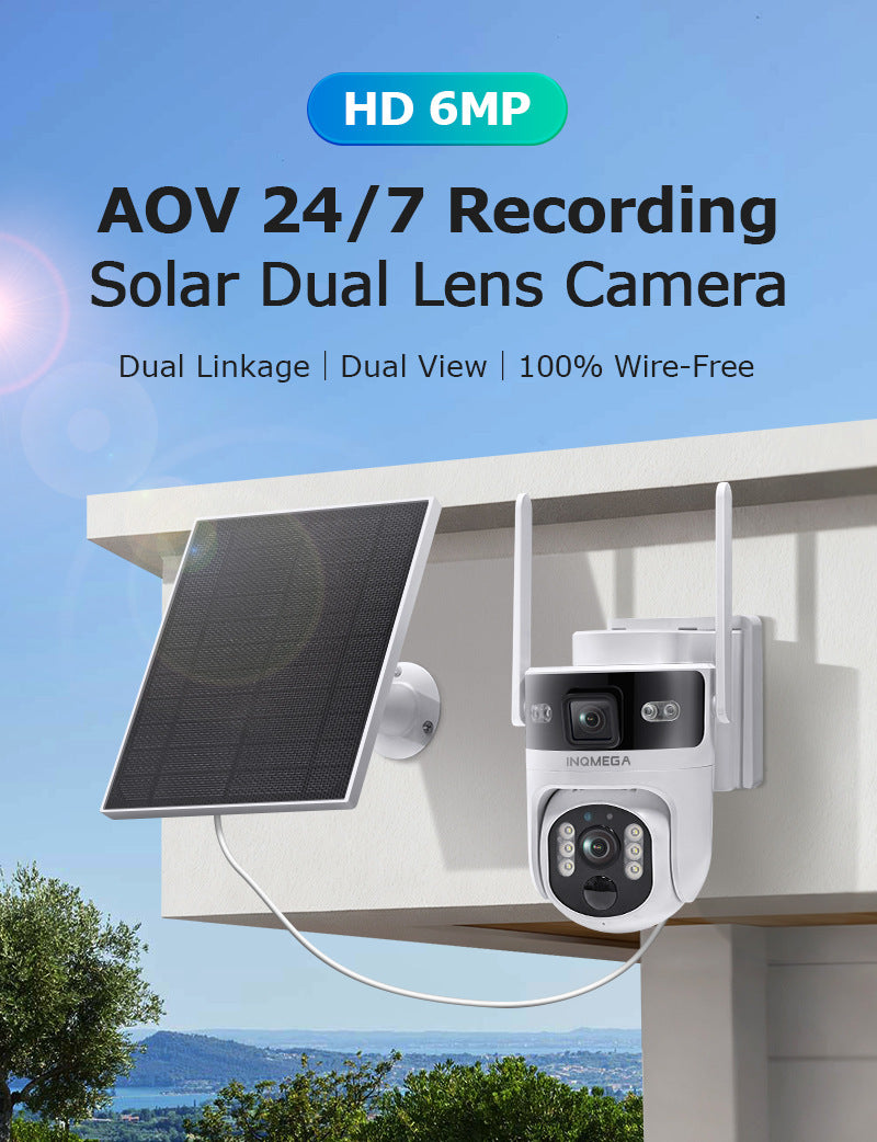 Private Model AOV Solar-powered Binocular Camera4G Outdoor Solar Camera6MP High Definition Wireless Surveillance