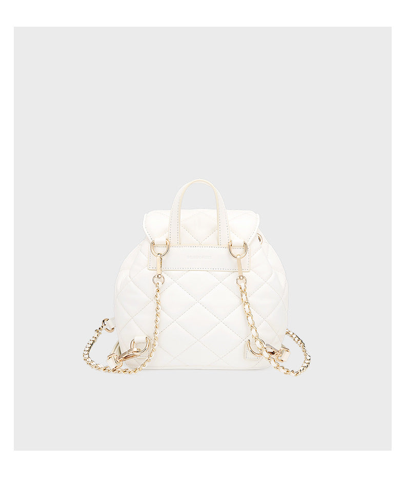 Chanel Style Quilted Design Simple Backpack for Women Mini Version Versatile New Niche High-end Small Backpack with Chain
