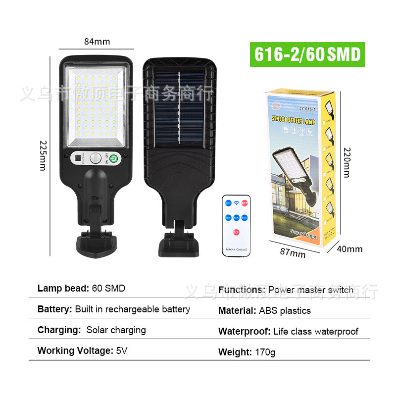 Outdoor Solar Street Light New Human Body Sensing Garden Light with Remote Control LED Wall Lamp Waterproof Garden Light