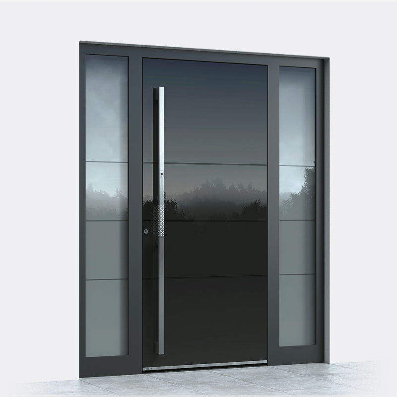 China Top Manufacturer Mexican Luxuory Exterior Metal Door With Glass Steel Pivot Doors With Side Lights