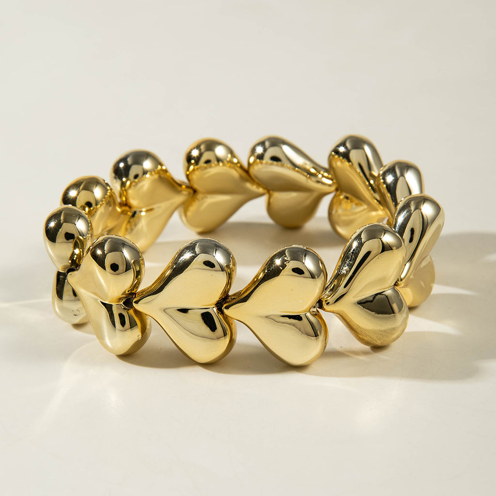 European and American Fashion Personality Heart Exaggerated Necklace Irregular ccb Beaded Bracelet Jewelry Set