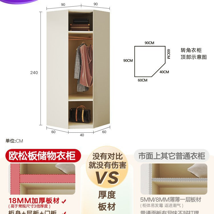 E0European Pine Board Warm White Sliding Door Wardrobe Desk Integrated Set Cream Style Bedroom Home Solid Wood Large Wardrobe