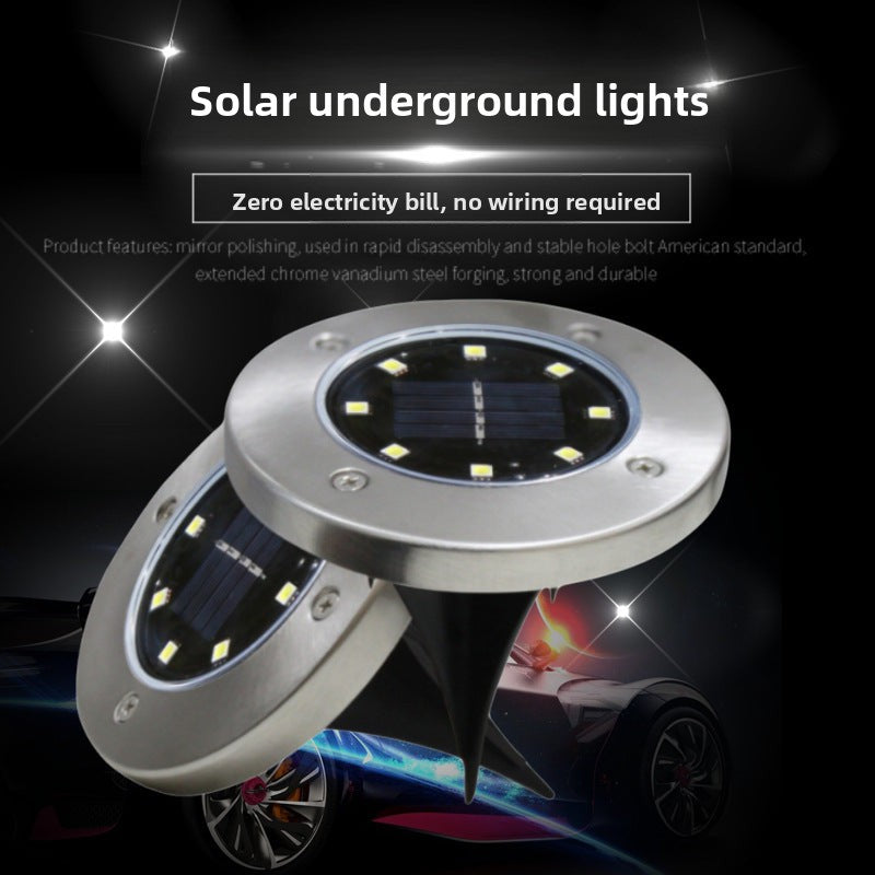 Outdoor Waterproof Solar8LED Underground Light Stainless Steel Lawn Light Garden Light Garden Villa Landscape Light