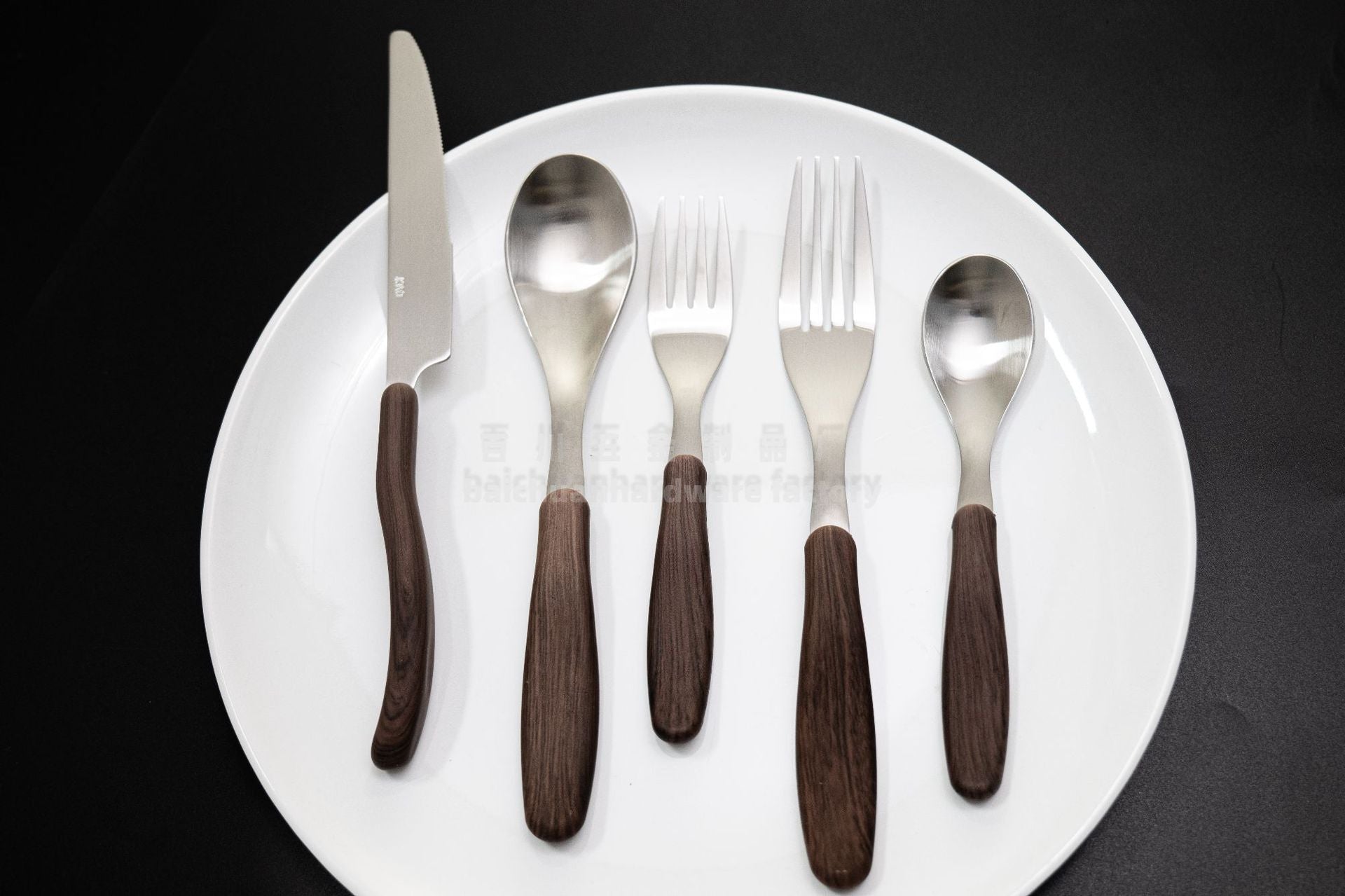 18/10Stainless Steel Western Tableware Set Imitation Wood Grain Handle Steak Knife Fork Spoon High-end Western Hotel Tableware