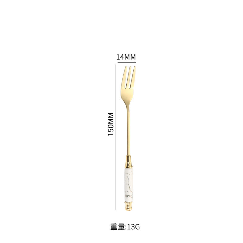 Stainless Steel Cutlery Restaurant Western Steak Knife Fork Imitation Marble Pattern Ceramic Handle Knife Fork Spoon Tea Spoon Tea Fork Set