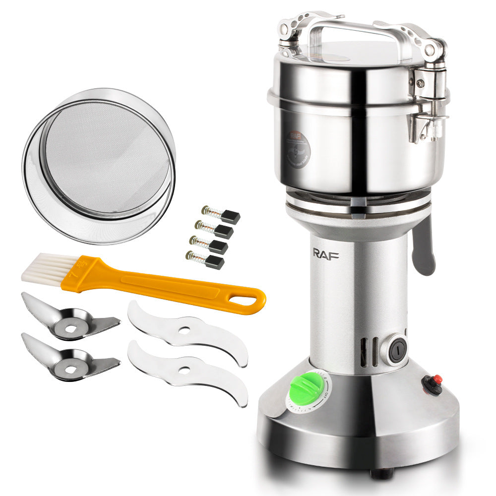 RAF European Standard Household and Commercial Electric Grinder for Dry Grinding Grains, Herbs, and Coffee