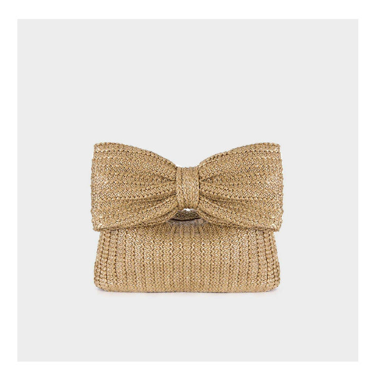 Colorful Woven Bow Bag for Women, European and American Fashion Women's Bag, Straw Bag for Women, Wholesale Versatile Fashion Clutch Bag
