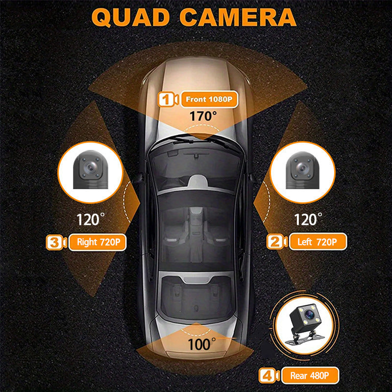 S9New four-way four-lens dashcam4Camera Recorder HD Night Vision1080P