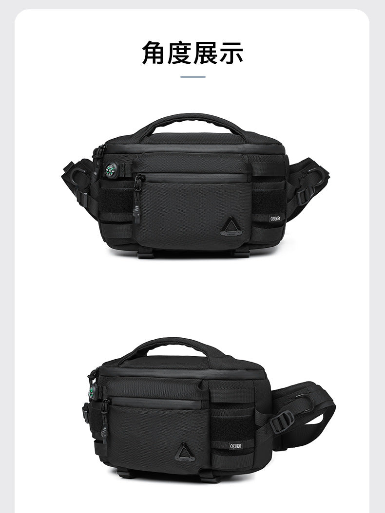 OZUKO Men's Waist Bag Waterproof High-End Crossbody Bag Chest Bag Tactical Trendy Portable Functional Travel Bag