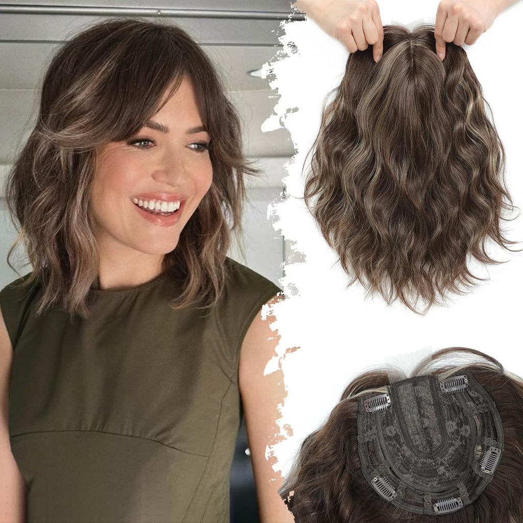 Small Lace Wig Set Export Synthetic Fiber Medium Length Women's Top Natural Middle Part Bangs Hairpiece Wig