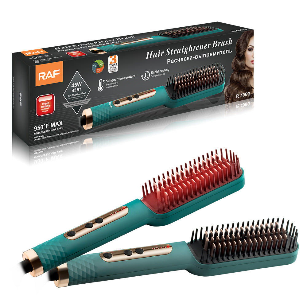 RAF EU Standard Hair Straightening Brush Non-Damaging Hair Straightening and Curling Dual-Use Electric Curling Iron Hair Straightener for Home Use