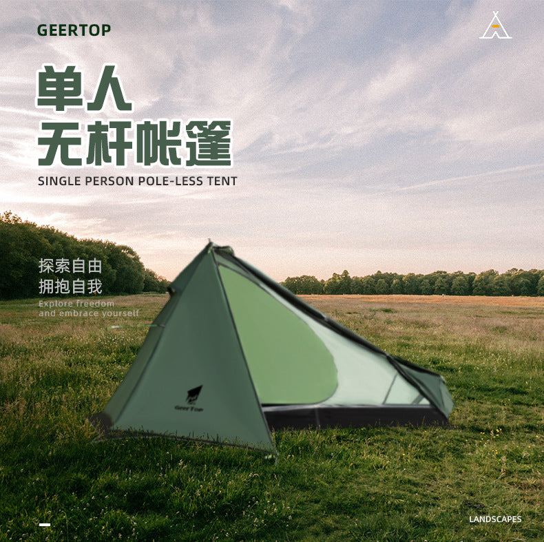 Wholesale Ultra-light Single Tent Outdoor Silicone Coated Nylon Tear-resistant Triangle Camping Hiking Waterproof Pyramid Lightweight