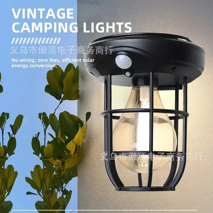 New Solar Tungsten Wall Light Human Body Sensor Camping Bulb Light Emergency Light Outdoor Camping Light