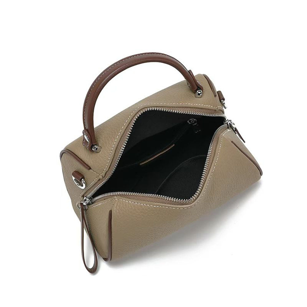 Niche Color-Block Genuine Leather Handbag for Women2025New Fashion Versatile Pillow Bag Stylish Single Shoulder Crossbody Bag