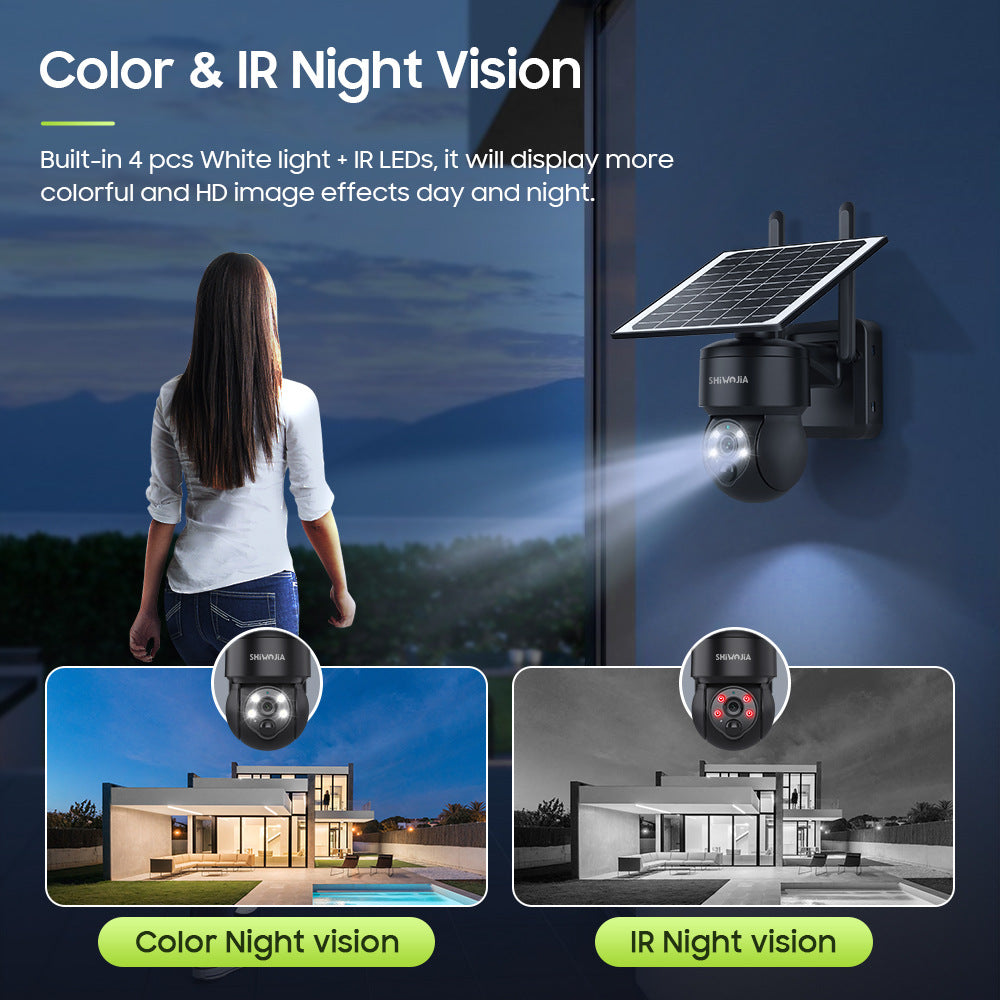 4G Solar HD400Megapixel outdoor courtyard surveillance camera with infrared night vision PIR Detection