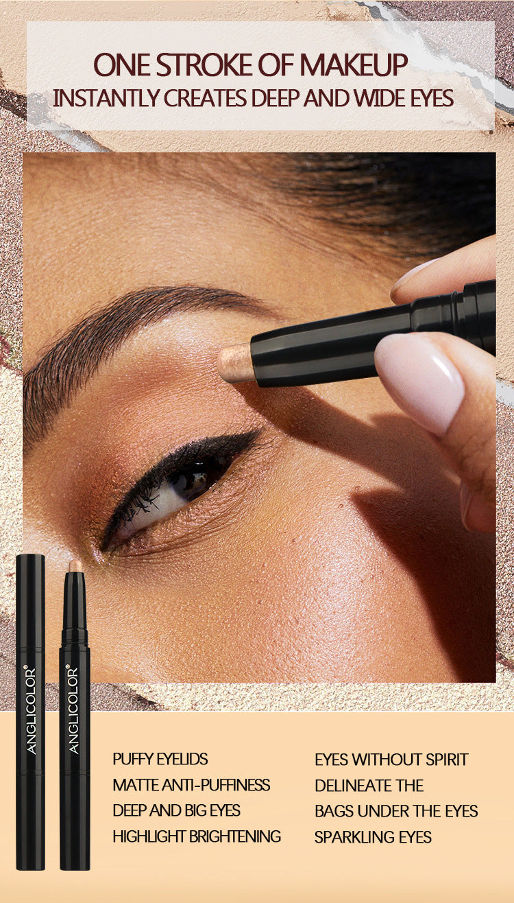 Double-Ended Eyeshadow Stick Long-Lasting Easy to Apply Rotating Fine Shimmer Eyeshadow Pen Highlighter Aegyo-sal Brightening Pen