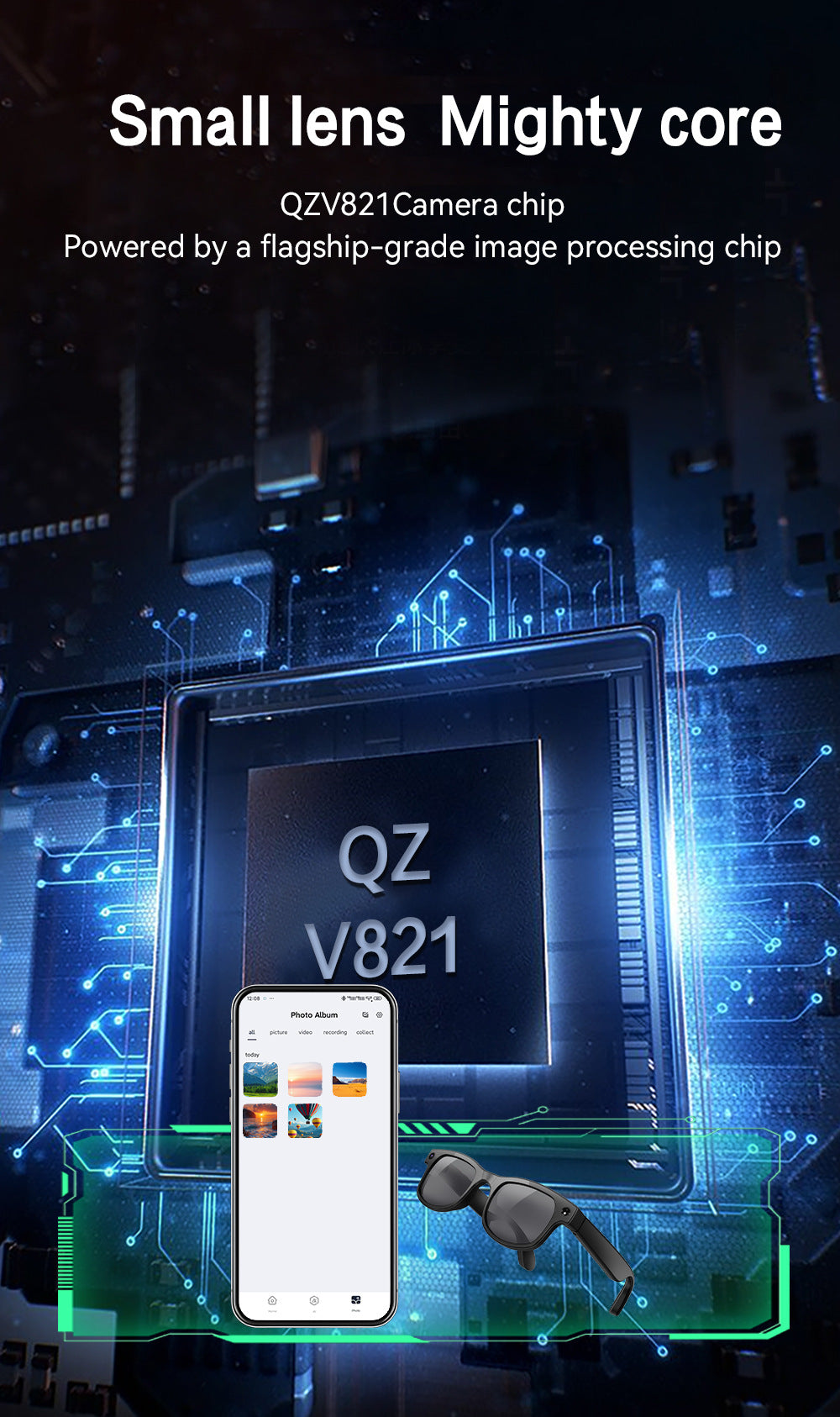 AIMB-G2Smart Glasses800100 Megapixel Camera Ai Translation Character Recognition1200P Anti-Shake Video Recording