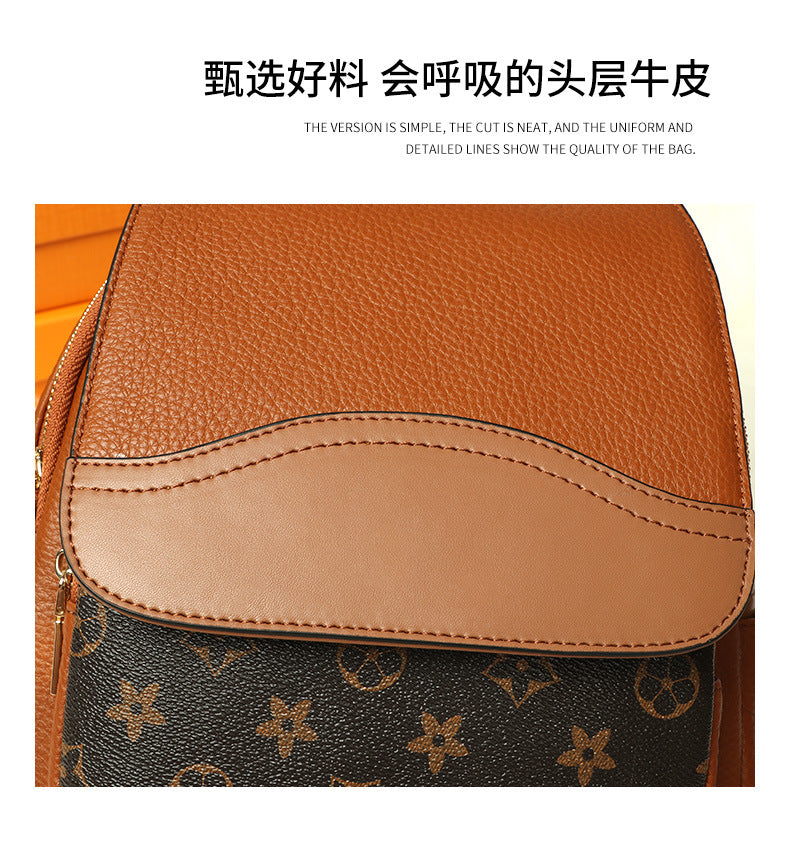 Backpack Top Layer Cowhide mini Fashionable Simple Large Capacity Crossbody Bag Casual Versatile Travel Small Backpack for Women
