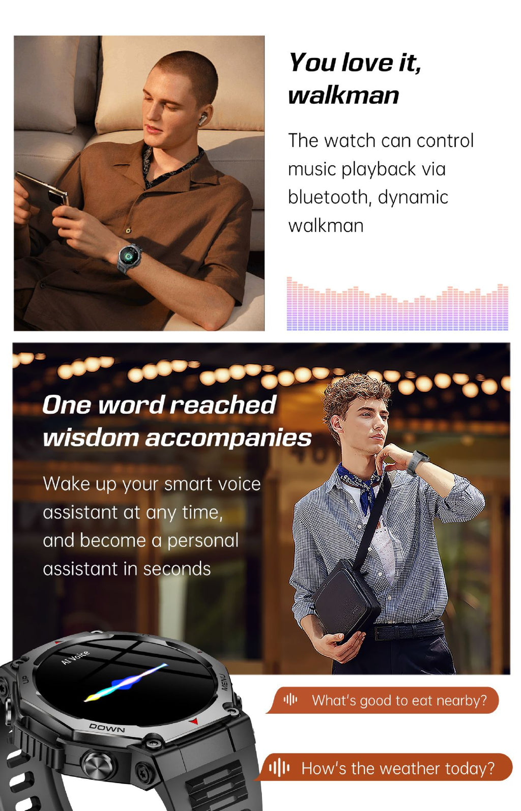 KT85Smart Watch Bluetooth Call True Heart Rate Step Count Sleep Monitoring Flashlight Deep Waterproof Sports Three-Proof