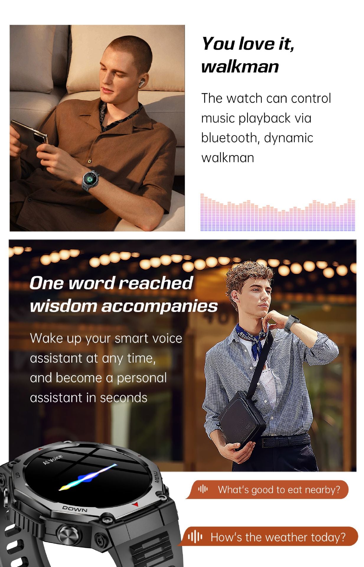 KT85Smart Watch Bluetooth Call True Heart Rate Step Count Sleep Monitoring Flashlight Deep Waterproof Sports Three-Proof