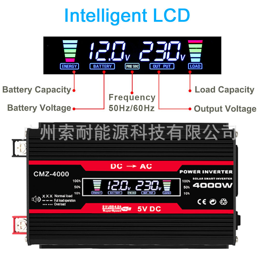 300W Car Power Inverter 12V Turn110V220V Intelligent Digital Display Vehicle Inverter