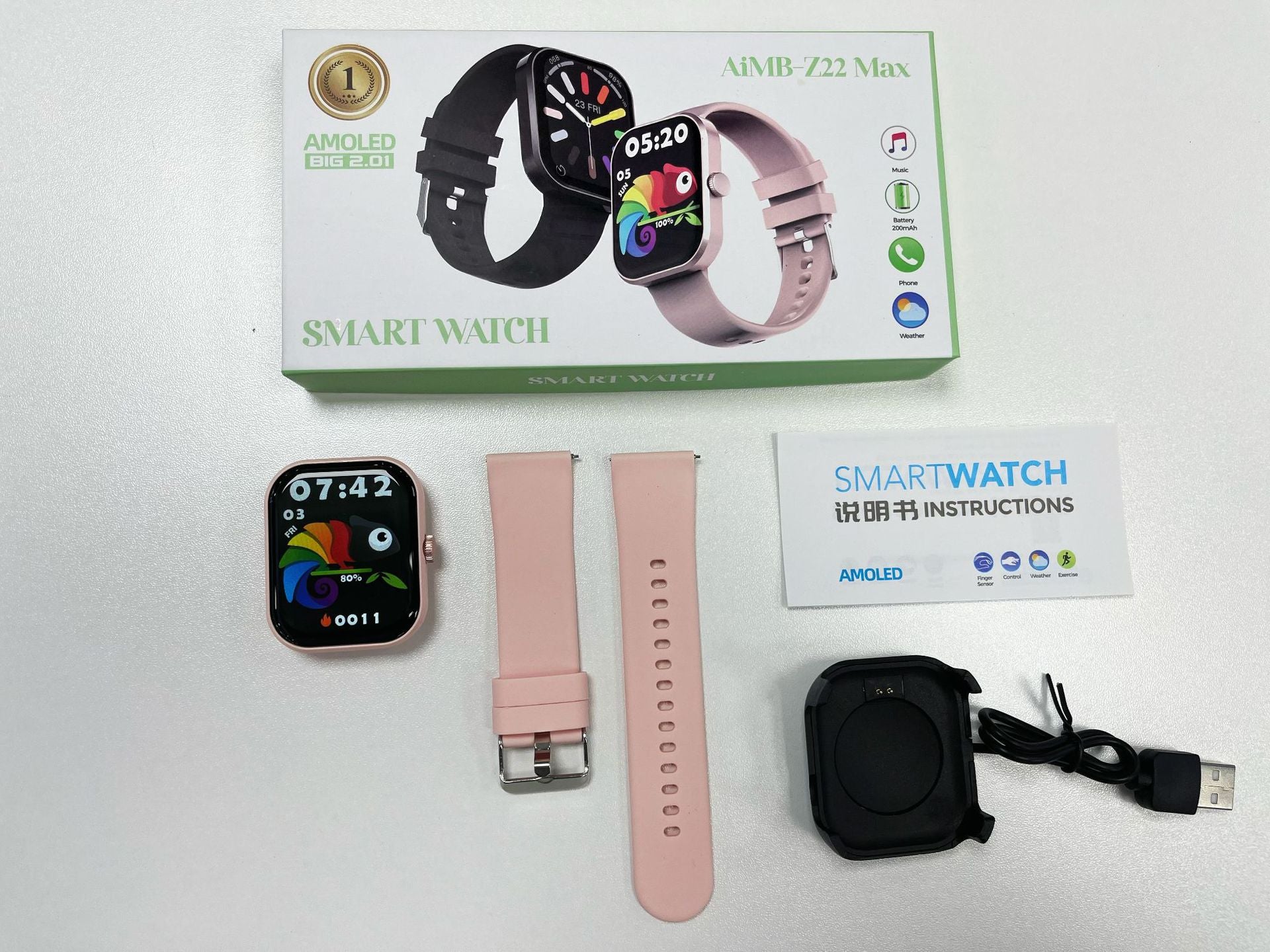 AIMB-Z22 Max Smart Watch2.01inch Bluetooth Call Heart Rate Pedometer Sleep Monitor Sports Waterproof Shockproof Dustproof