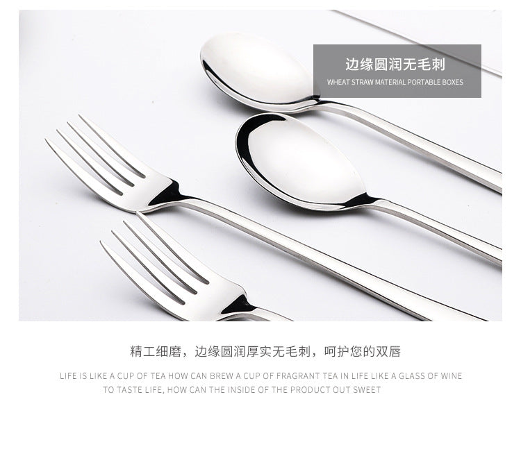 304Stainless Steel Tableware Korean Style Spoon Fork Adult Deepened Soup Spoon Ramen Fork Glossy Ruyi Wholesale Korean Style Wholesale