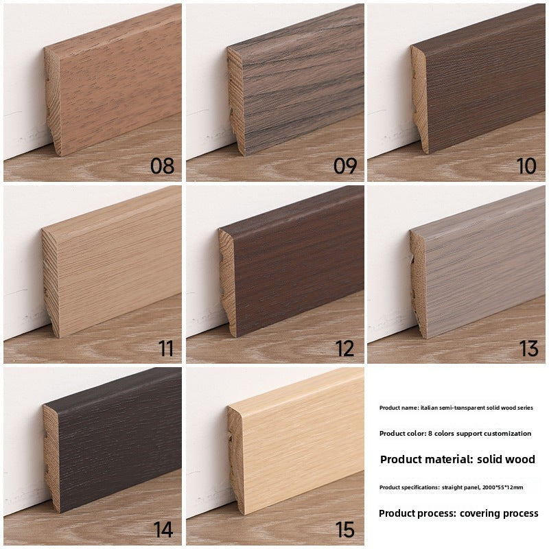 Italian-style ultra-narrow, ultra-thin straight wall molding L Floor skirting is covered to prevent moisture 5.5 Solid wood skirting board