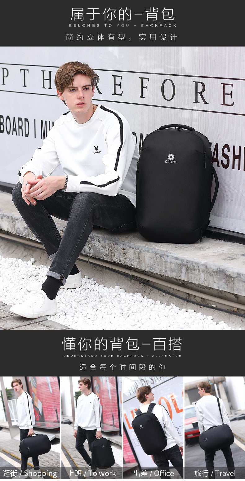 ozuko Business Backpack Men's Computer Backpack Large capacity simple trendy waterproof travel commuter bag