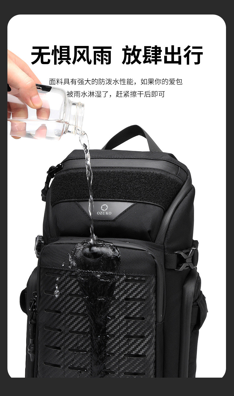 OZUKO Tactical Chest Bag Men's Crossbody Bag Waterproof Multifunctional Outdoor Portable Bag Cycling Trendy Shoulder Bag