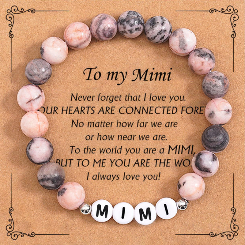 New Women's Bracelet with Letters MAMA Beaded Gift Elastic Cord Bracelet Pink Zebra Bracelet