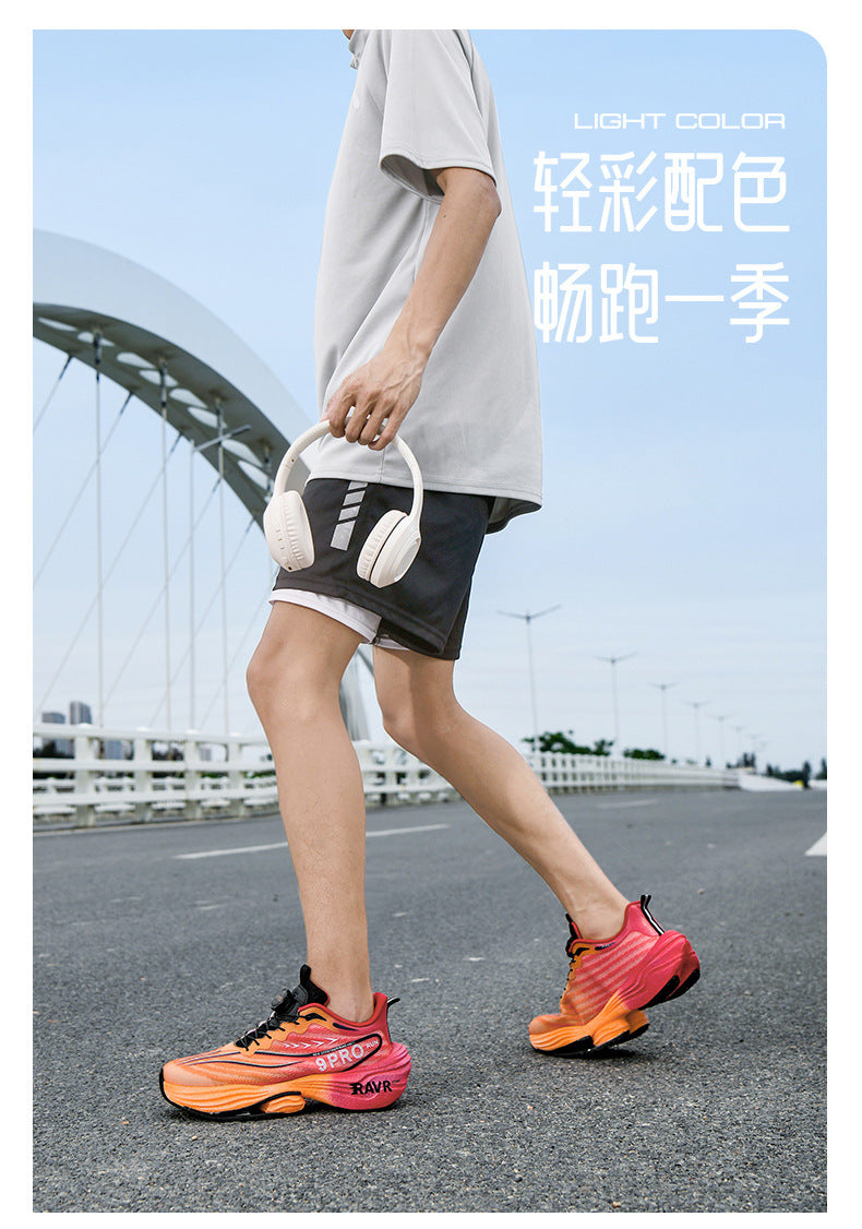 2025Autumn Winter New Double Mesh Comfortable Knob Buckle Sports Shoes Parent-Child Super Soft Sole Carbon Plate Wear-Resistant Running