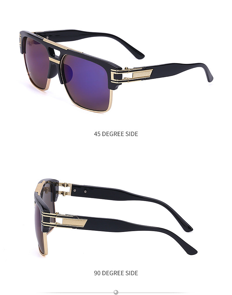Glasses for Men Driving Special European and American Large Frame Sunglasses Men's High-end Sense Retro Trend Sunscreen Sunshade Full Frame Sunglasses