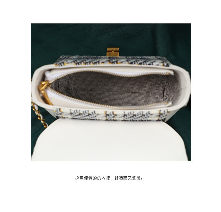 Chanel Style Small Gold Ball Chain Bag Plaid Single Shoulder Crossbody Small Square Vintage Style Women's Bag Plaid Small Square Bag