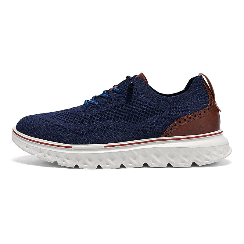 Large Size Casual Men's Shoes Fashionable Lightweight Loafers Men's Flyknit Hollow Breathable Running Sports Shoes