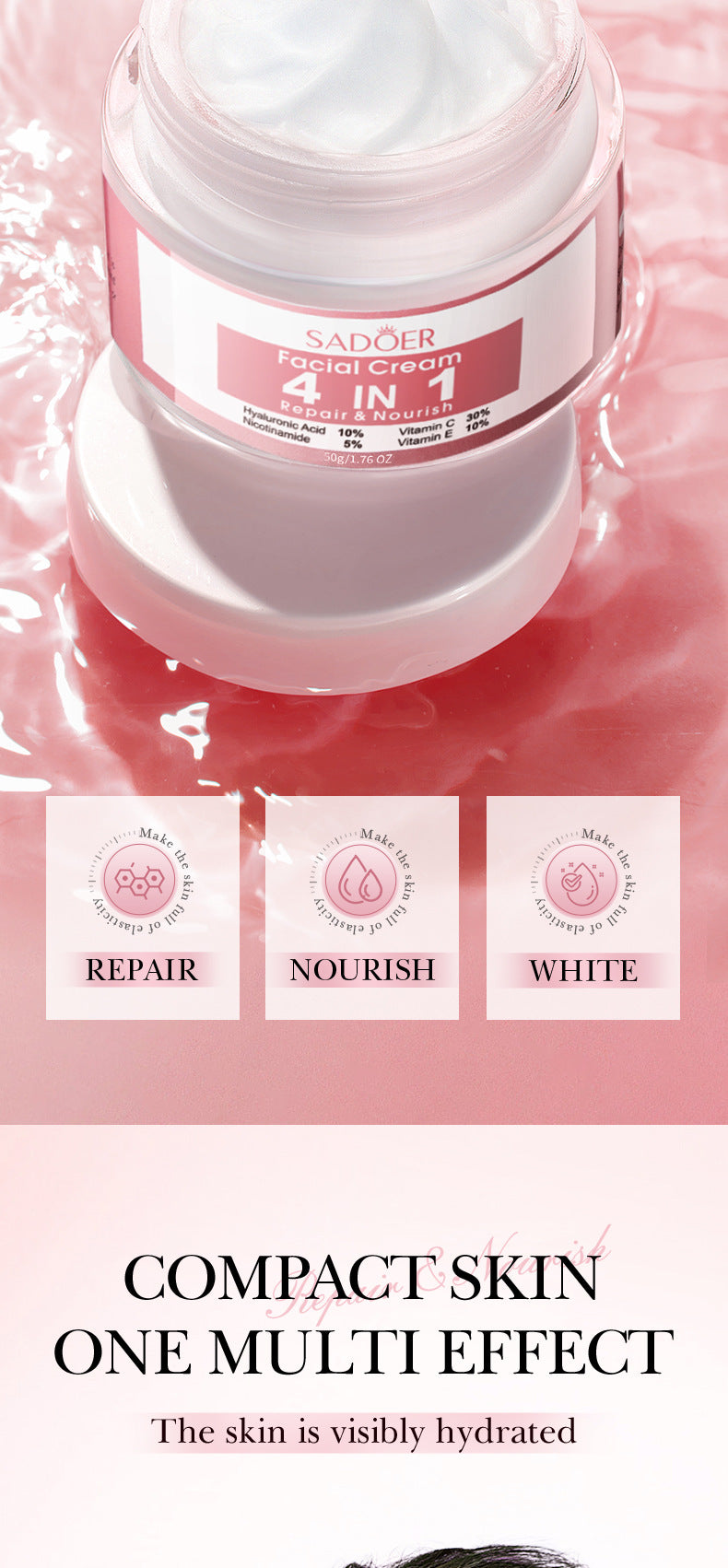 Four-in-One Skincare Series SADOER Moisturizing, nourishing, and rejuvenating face cream essence liquid  wholesale