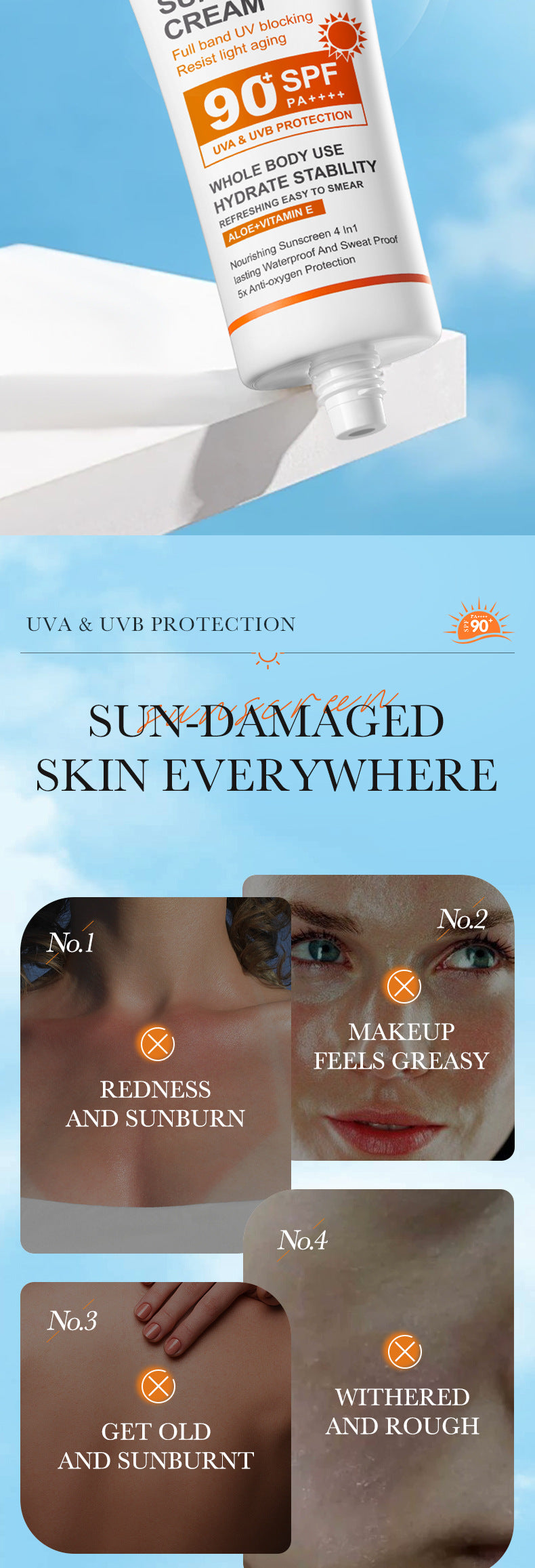 Sunscreen SADOER Clear Anti-Aging Refreshing UV Protection Sunscreen Lotion  Wholesale