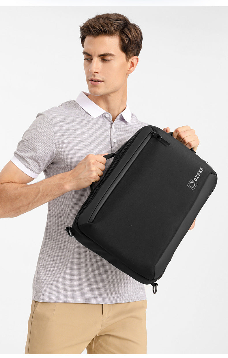 OZUKO Business Backpack Double Shoulder Laptop Bag for Men Lightweight Handheld College Student Commuting Waterproof Notebook Backpack