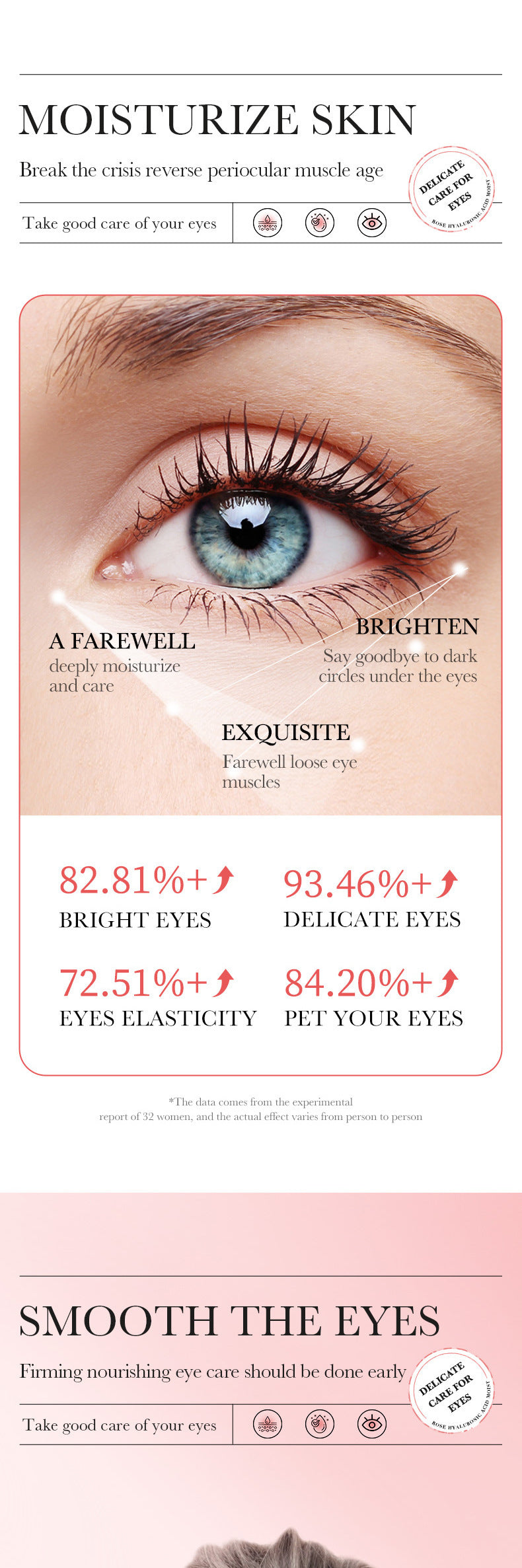 BIOAOUA Rose Hyaluronic Acid Moisturizing Eye Mask Hydrating and Moisturizing Eye Mask Wholesale