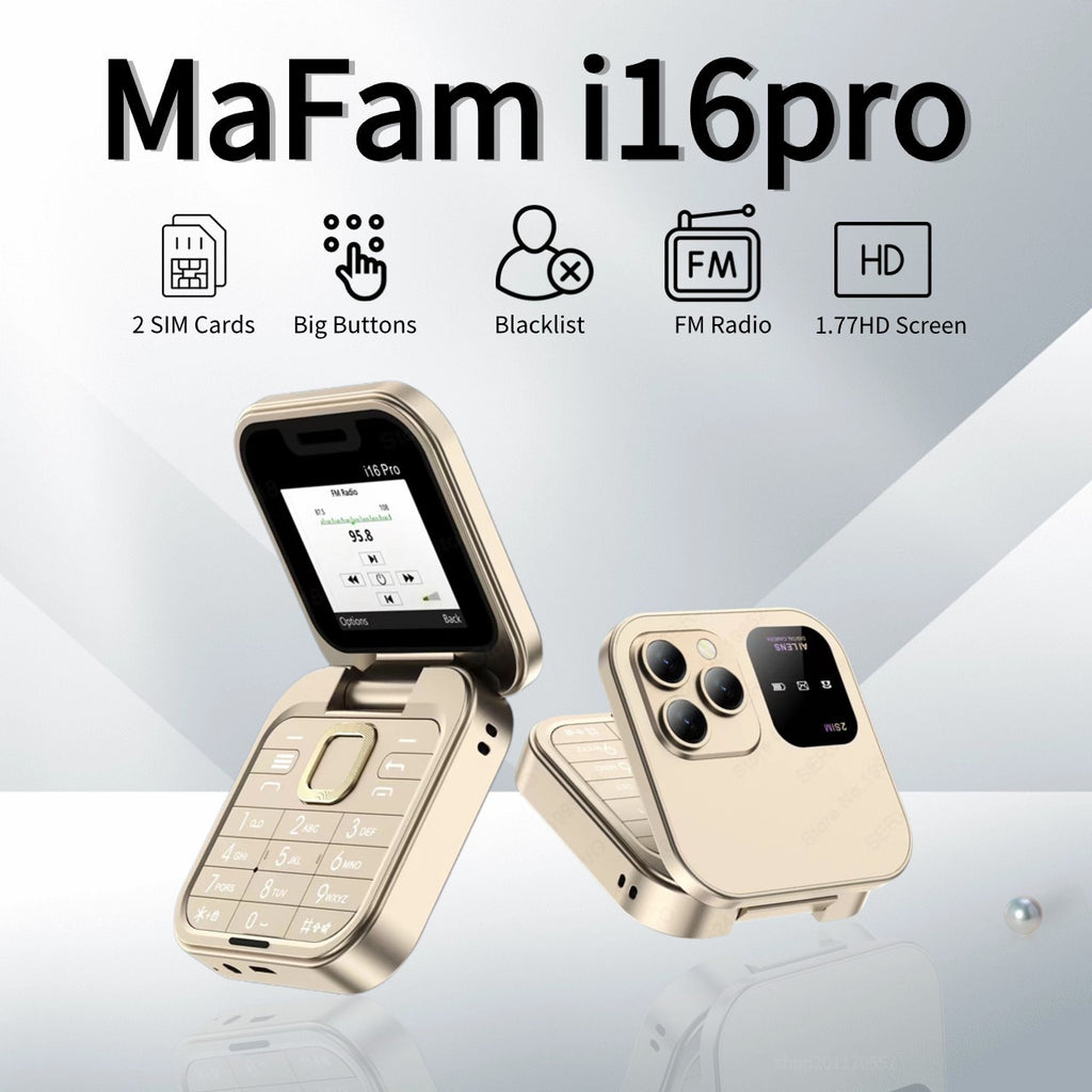 Mini Foldable Feature Phone Flip Cover Elderly Button Phone Pocket Women's Personalized Phone Backup Phone