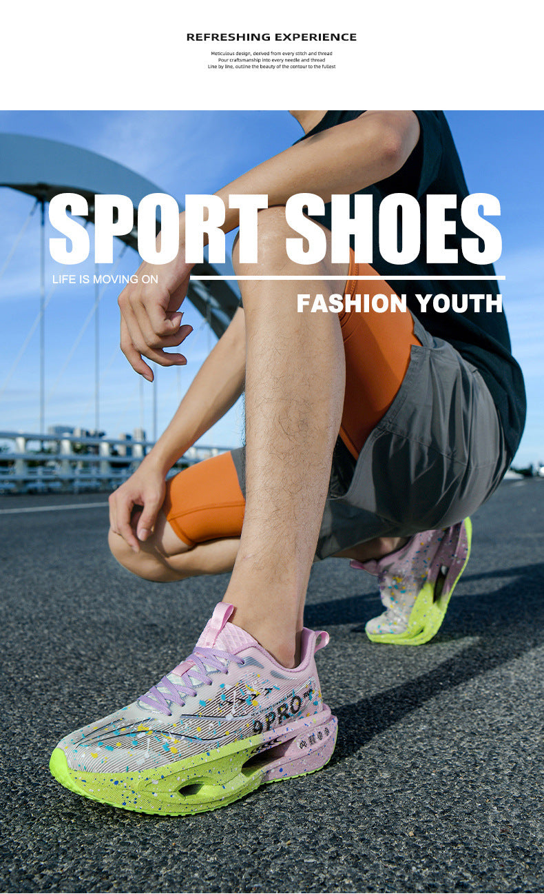Autumn New Red Rabbit9Fluorescent Parent-Child Comfortable Sports Shoes High Elasticity Really Soft Sole Carbon Plate Wear-Resistant Running