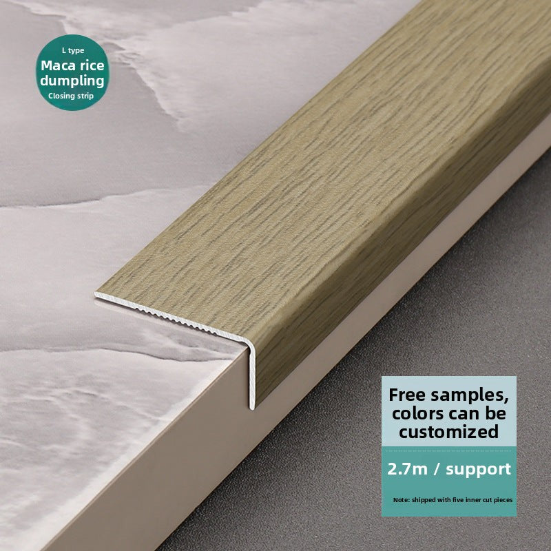 Aluminum alloy wood grain L Edge trim for wooden flooring at right angles7Decorative tile edge trim with embossed pattern for exterior corners