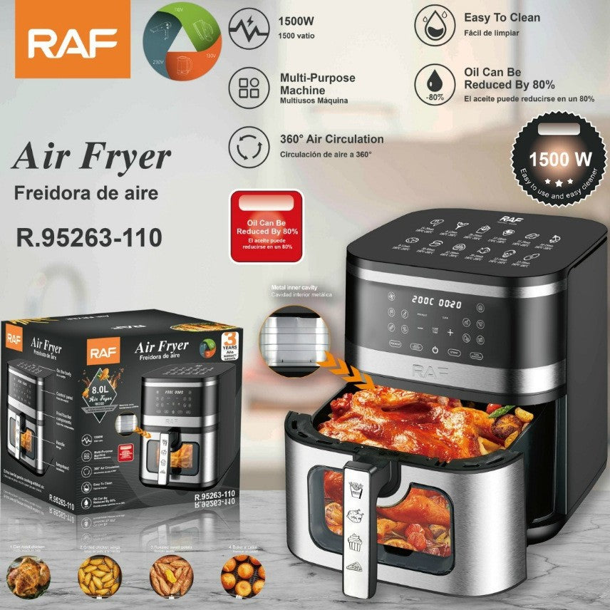 RAF European Standard US Standard Household Air Fryer Large Capacity Electronic Touchscreen Oil-Free Fries Electric Fryer8L
