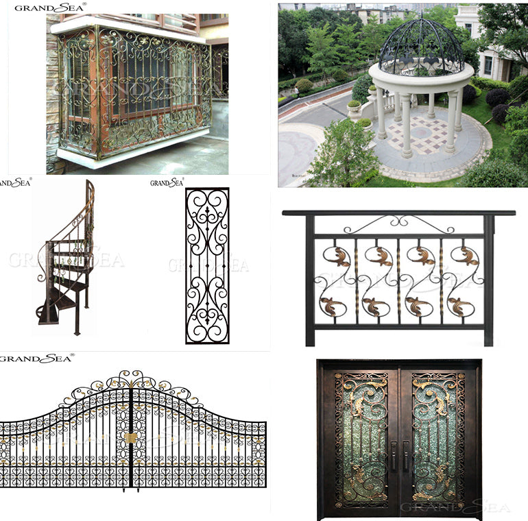 French Wrought Iron Modern Security House Window Grill Security bar
