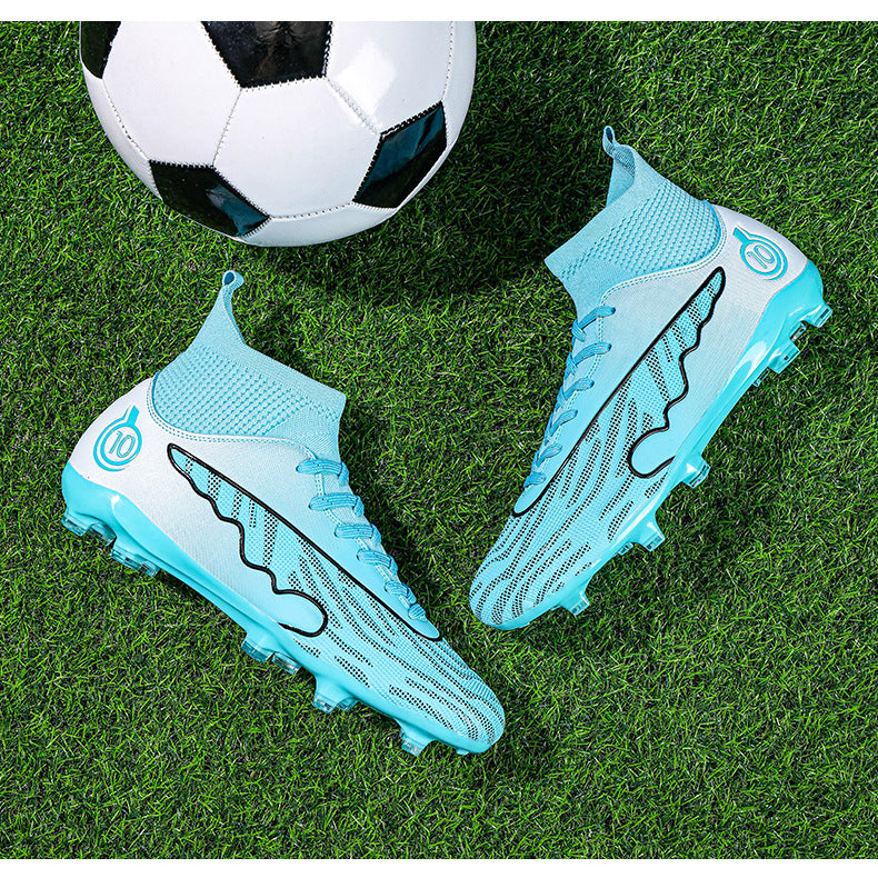 New Professional Football Shoes Boys High Top Youth Students Competition Training AG Long Spike Broken Spike Sneakers