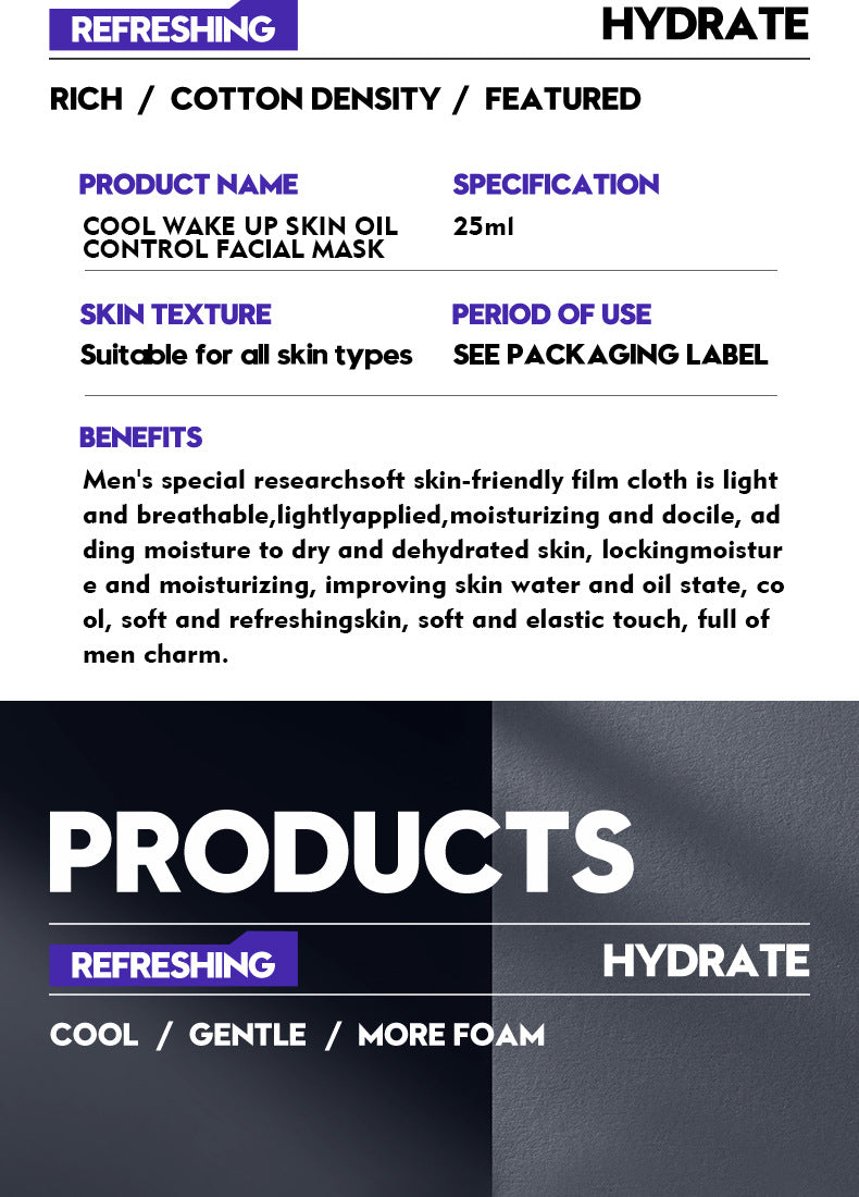 Men's Face Mask25g SADOER Cool and Refreshing Men's Hydrating Mask Stickers  Wholesale