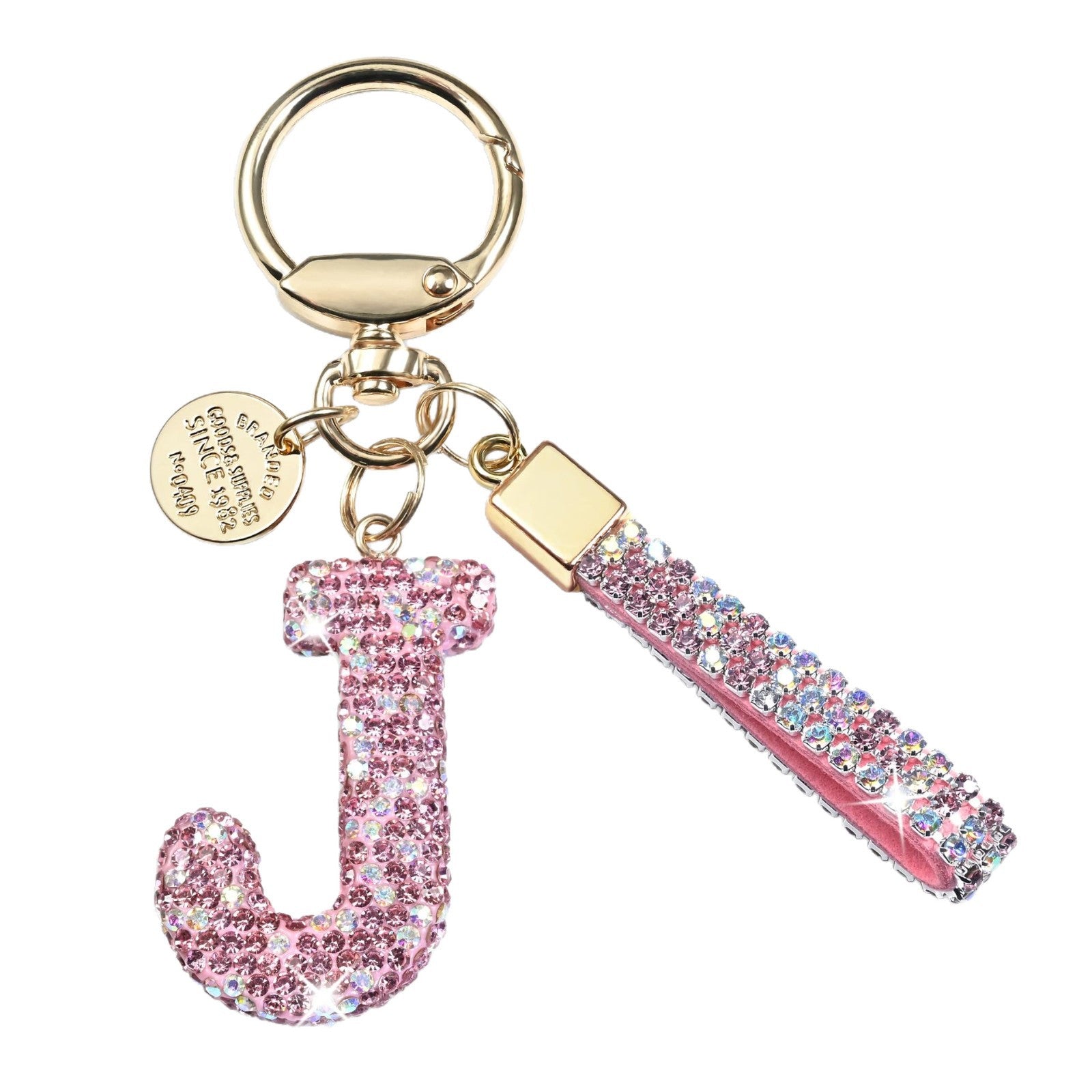 Inlaid Diamond Letter Keychain High-end Gift Pendant for Women Shiny Letter Pendant Wristband Phone Chain Keychain